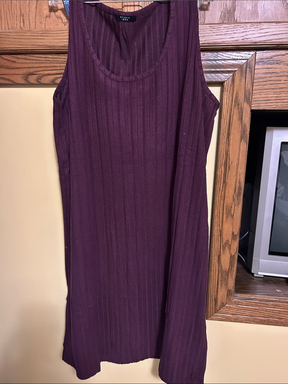 Sleeveless Ribbed Mini Dress in Deep Plum
